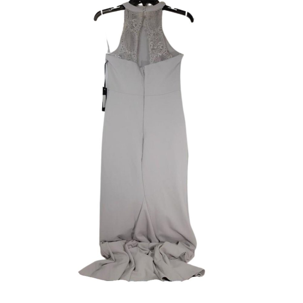 NWT Lulus Joella Light Grey Lace Halter Maxi Dress Size S - Picture 3 of 8